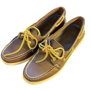 Sperry Top-Sider Women’s Boat Shoes Brown Leather Size 6 Deck Slip-Ons